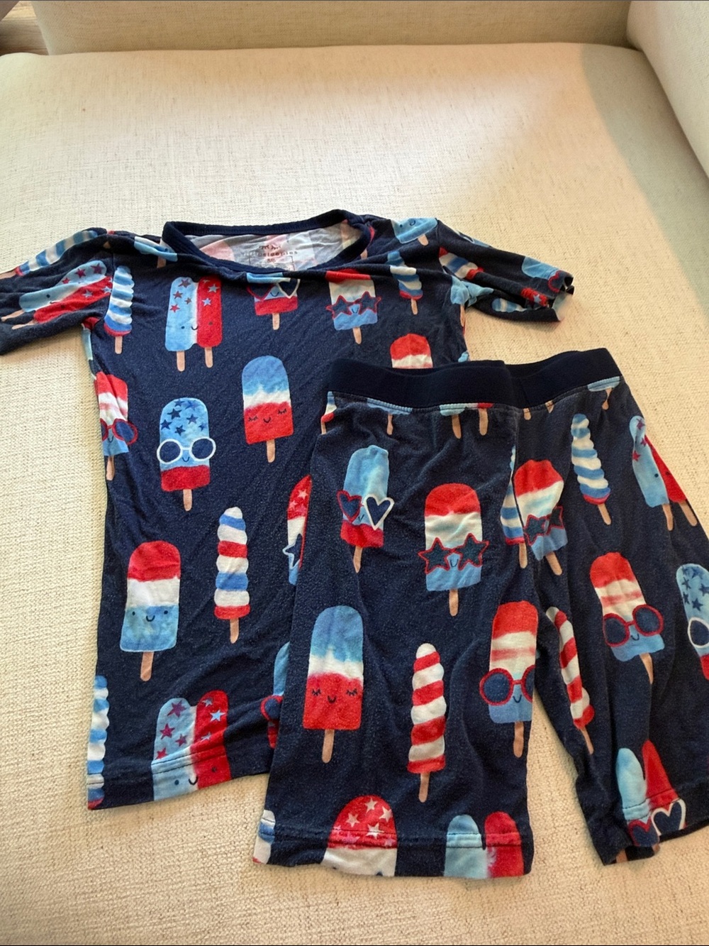Little Sleepies Patriotic Popsicle Pajama Set 4th of July Sz 7/8